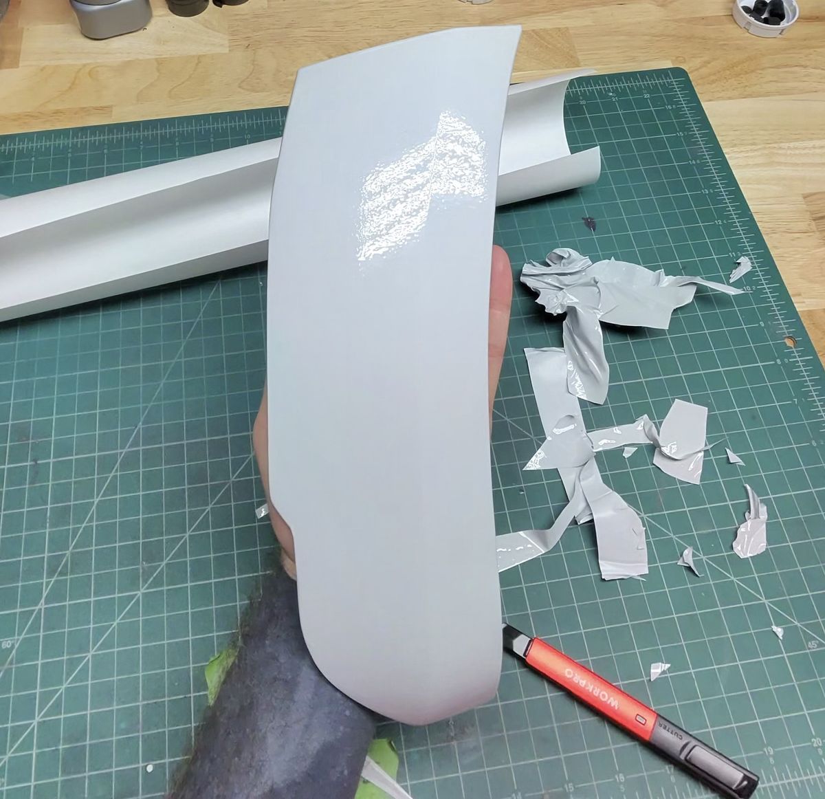 Finished fender wrapped in gloss vinyl